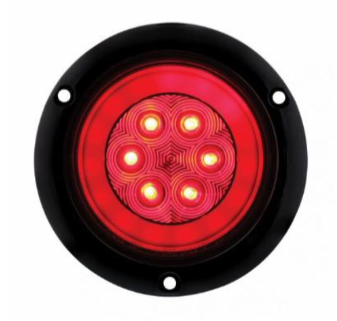 UNITED PACIFIC - 36957 : 21 LED 4" ROUND FLANGE MOUNT GLOLIGHT (STOP, TURN & TAIL) - RED LED/RED LENS
