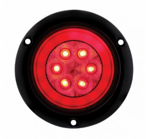 UP-36957 : 21 LED 4" ROUND FLANGE MOUNT GLOLIGHT (STOP, TURN & TAIL) - RED LED/RED LENS