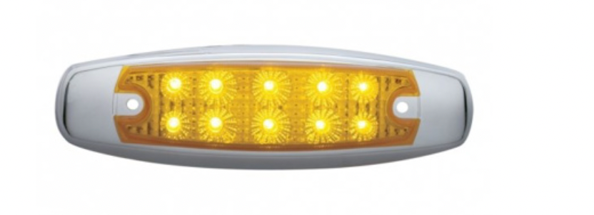 UNITED PACIFIC - 39451 : 10 LED REFLECTOR RECTANGULAR LIGHT (CLEARANCE/MARKER) - AMBER LED/AMBER LENS