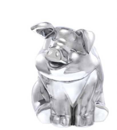 UNITED PACIFIC - 72046 : DIE-CAST SITTING PIG HOOD ORNAMENT - CHROME