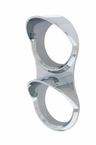 UNITED PACIFIC - 41852 : CHROME SMALL 2-GAUGE BEZEL WITH VISOR FOR MACK