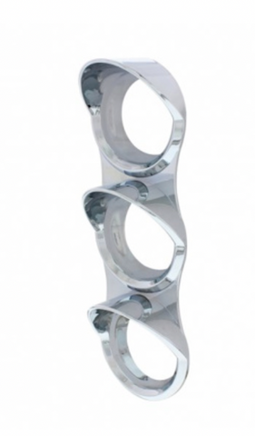 UP-41853 : CHROME SMALL 3-GAUGE BEZEL WITH VISOR FOR MACK