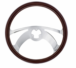 UP-88107 : 18" WOOD STEERING WHEEL - SCORPION - No Hub