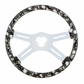UNITED PACIFIC - 88234 : 18" SKULL STEERING WHEEL ONLY WITH HYDRO-DIP FINISH WOOD - WHITE/GREY - No Hub
