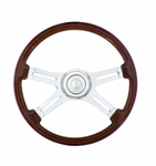 UP-88310 : 18" 4 SPOKE STEERING WHEEL WITH CHROME HORN BEZEL AND HORN BUTTON