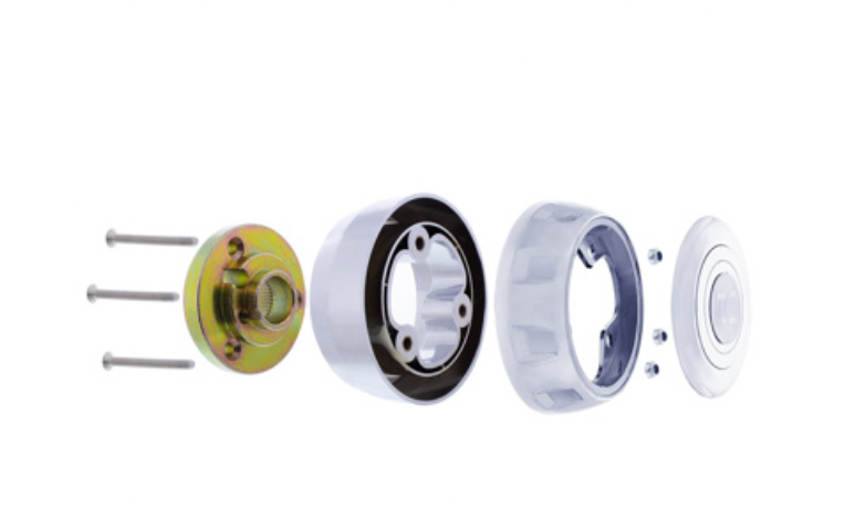UNITED PACIFIC - 88292 :  CHROME STEERING WHEEL HUB & HORN BUTTON KIT FOR 2014-2024 KENWORTH T680 & PETERBILT 579