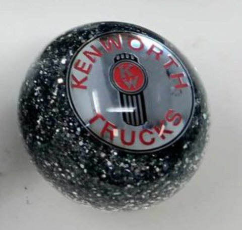 OSS-RSKT Silver Glitter Round Shifter Knob with Chrome Kenworth Trucks Style