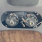 JML-SS-1006 : Stainless Peterbilt 359/379/389 or Kenworth W900L Above Door Dome Light Plate for 2 Watermelon Lights - Bracket Only