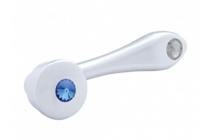 UNITED PACIFIC - 24023 : Chrome Die-Cast Window Crank With 3/8 Square Adapter - Blue Crystal