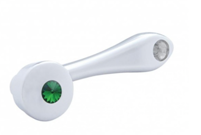 UNITED PACIFIC - 24025 : Chrome Die-Cast Window Crank With 3/8 Square Adapter - Green Crystal