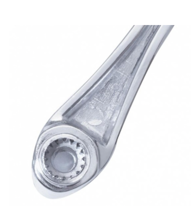 UNITED PACIFIC - 24018 : Chrome Die-Cast Window Crank With 16-Spline 7/16 OD Adapter - Green Crystal