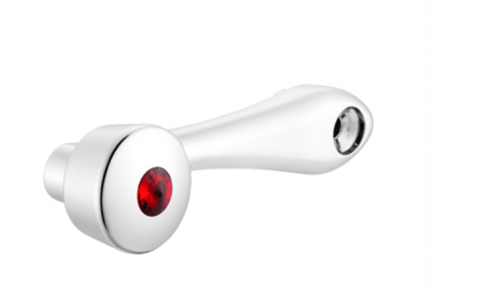UNITED PACIFIC - 24020 : Chrome Die-Cast Window Crank With 16-Spline 7/16 OD Adapter - Red Crystal