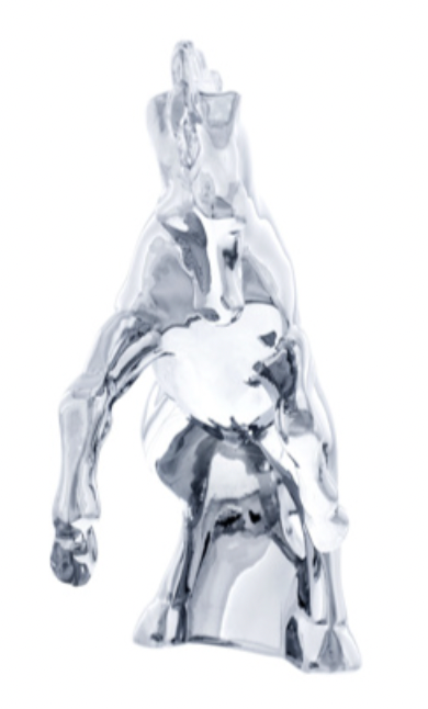 UNITED PACIFIC - 72018 : Die-Cast Fighting Stallion Hood Ornament - Chrome