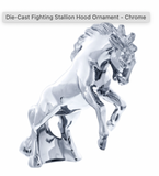 UP-72018 : Die-Cast Fighting Stallion Hood Ornament - Chrome