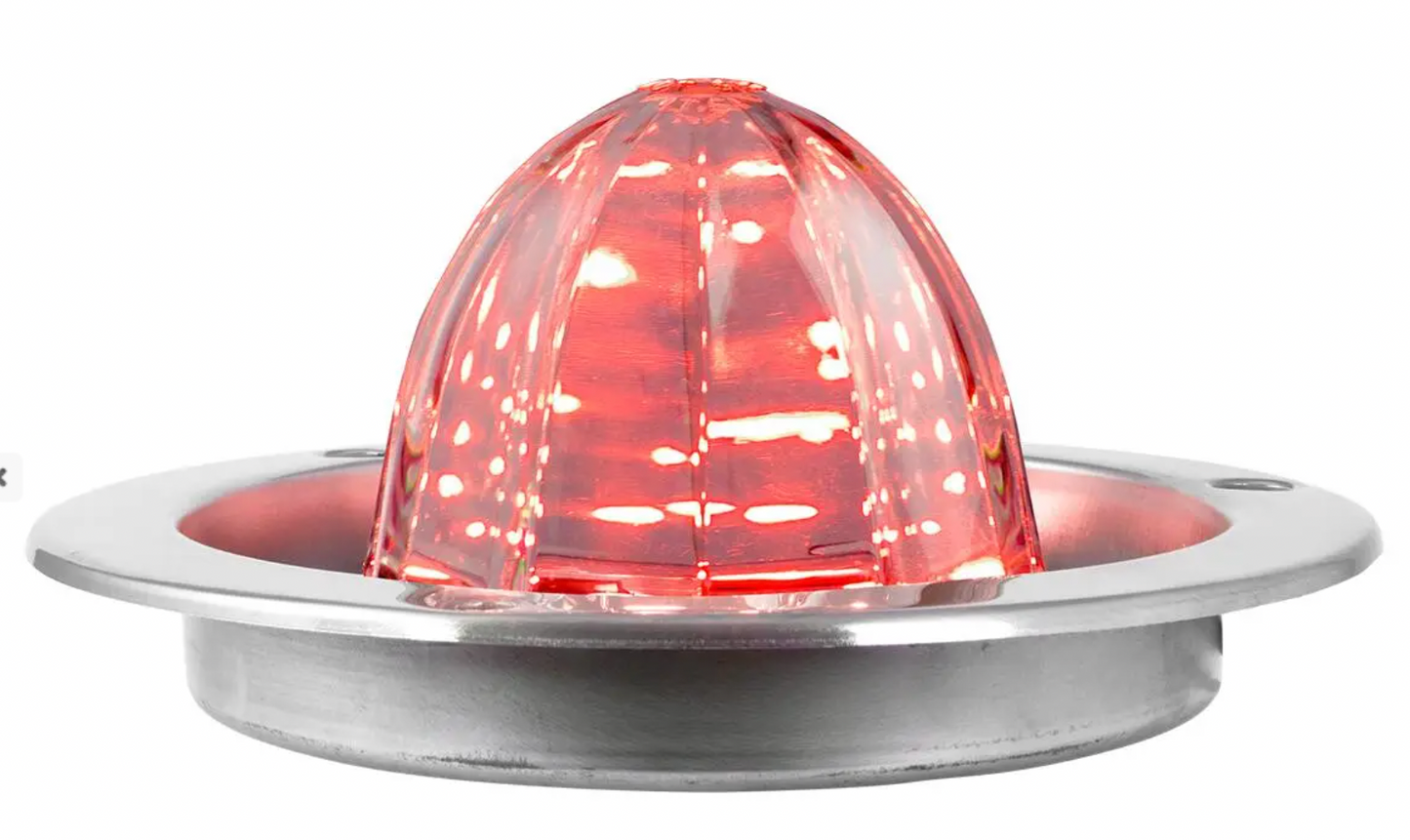 Grand General - 81913 : RED/CLEAR Classic Watermelon LED with Stainless Steel Flange Mount Bezel