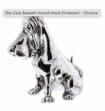 UP-72003 : Die-Cast Bassett Hound Hood Ornament - Chrome