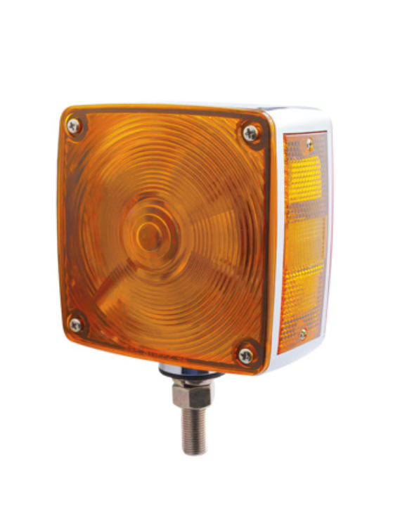 UNITED PACIFIC - 30256 : SQUARE DOUBLE FACE TURN SIGNAL LIGHT WITH SINGLE STUD - AMBER & RED LENS