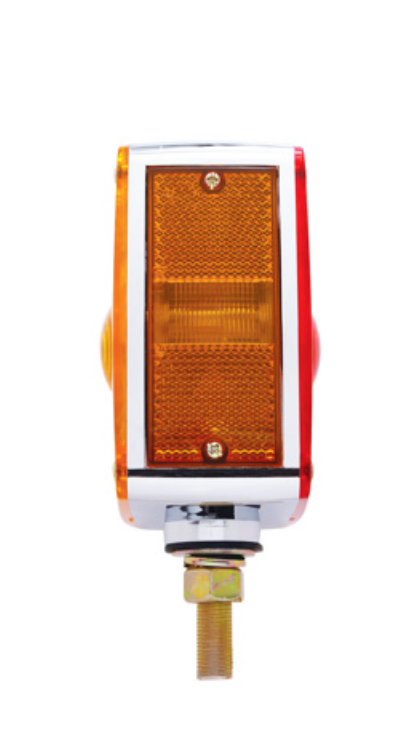 UNITED PACIFIC - 30256 : SQUARE DOUBLE FACE TURN SIGNAL LIGHT WITH SINGLE STUD - AMBER & RED LENS