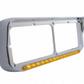 UNITED PACIFIC - 32351 : 14 LED CHROME RECTANGULAR DUAL HEADLIGHT BEZEL WITH VISOR - AMBER LED/AMBER LENS