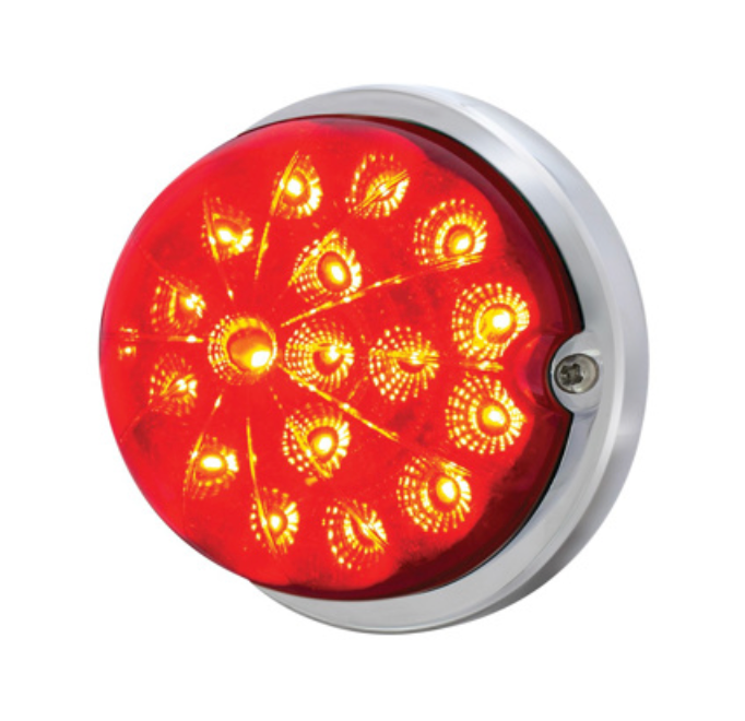 UNITED PACIFIC - 39658 : 17 LED DUAL FUNCTION WATERMELON CLEAR REFLECTOR FLUSH MOUNT KIT WITH LOW PROFILE BEZEL - RED LED & LENS