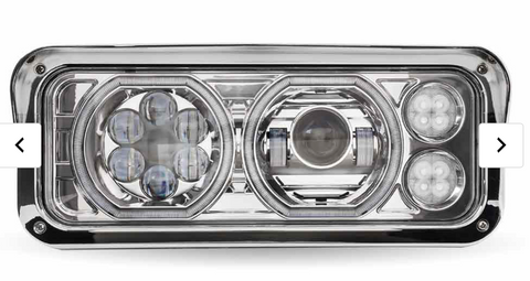 TX-TLED-H120 : Universal LED Projector Headlight Assembly with Glow Position Halos & Marker LEDs – Chrome (Driver Side)