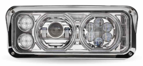 TX-TLED-H121 : Universal LED Projector Headlight Assembly with Glow Position Halos & Marker LEDs – Chrome (Passenger Side)