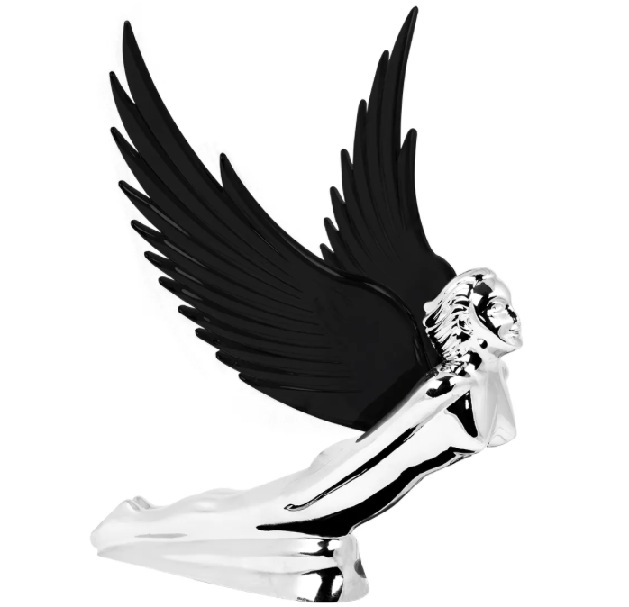 Grand General - 48055 : BLACK WindRider Chrome Flying Goddess Hood Ornament