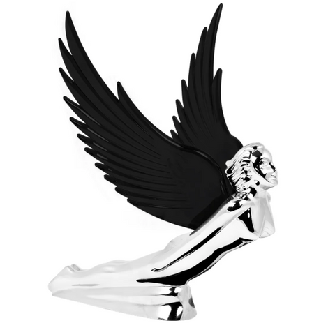 GG-48055 : WINDRIDER CHROME FLYING GODDESS HOOD ORNAMENT - BLACK