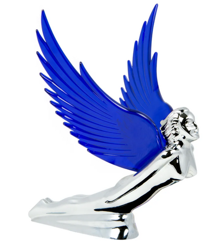 GG-48107 : WINDRIDER CHROME FLYING GODDESS HOOD ORNAMENT - BLUE