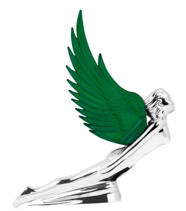 GG - 48108: GREEN WindRider Chrome Flying Goddess Hood Ornament