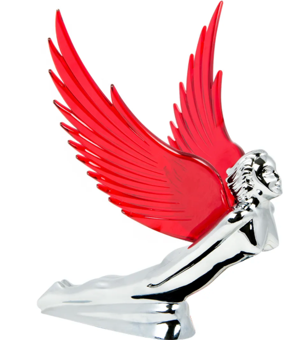 GG - 48109: RED WindRider Chrome Flying Goddess Hood Ornament