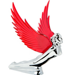 GG-48109 : WINDRIDER CHROME FLYING GODDESS HOOD ORNAMENT - RED