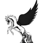 Grand General - 48394 : Chrome Fighting Stallion Hood Ornament With Black WindRiders 6.5"X7.5"