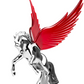 Grand General - 48393 : Chrome Fighting Stallion Hood Ornament With Red WindRiders 6.5" X7.5"