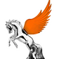 Grand General - 48390 : Chrome Fighting Stallion Hood Ornament With Amber WindRiders, 6.5"X7.5"