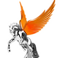 Grand General - 48390 : Chrome Fighting Stallion Hood Ornament With Amber WindRiders, 6.5"X7.5"