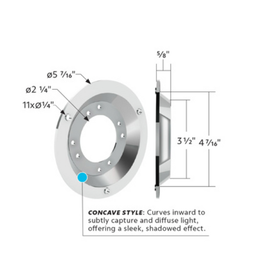 UNITED PACIFIC - 10514 : CHROME PLASTIC WATERMELON LIGHT SLEEPER BUNK LED ADAPTER-CONCAVE STYLE