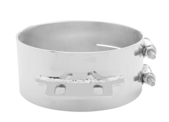 UNITED PACIFIC - 10322 : 8" STAINLESS BUTT JOINT EXHAUST CLAMP - STRAIGHT BRACKET