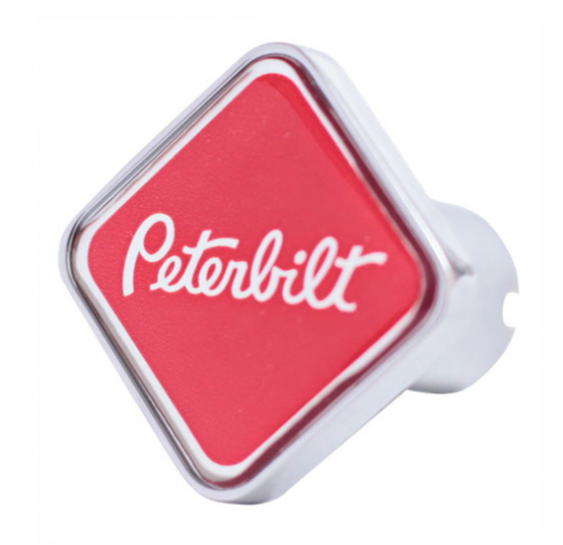 CUSTOM KNOBS-PB-S-6340 : Peterbilt Logo Square Knob Red/Chrome (440)