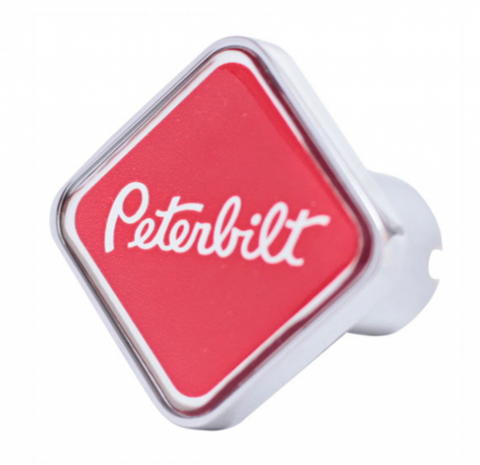 CK-PB-S-6340 : Peterbilt Logo Square Knob Red/Chrome (440)