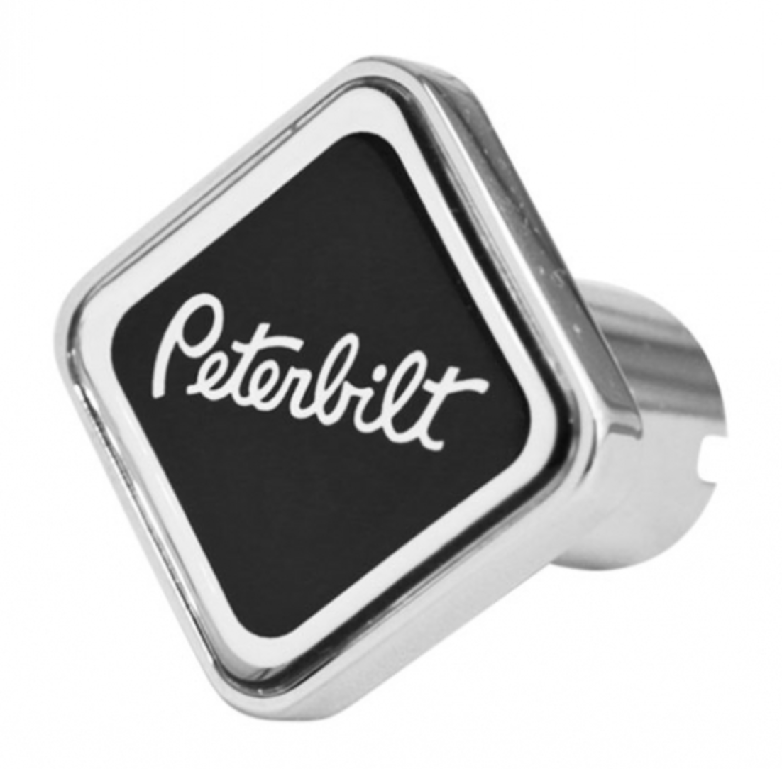 CUSTOM KNOBS-PB-S-6090 : Peterbilt Logo Square Knob Black/Chrome 190