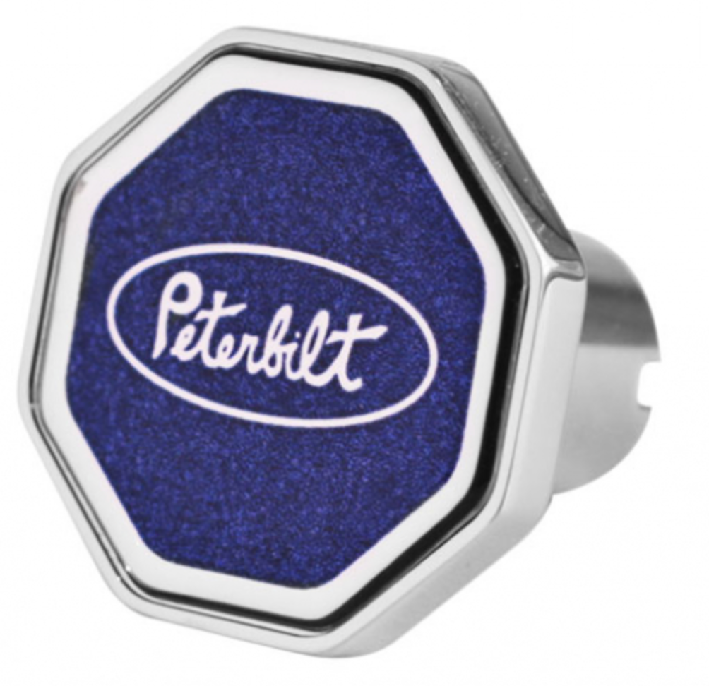 CUSTOM KNOBS-PB1-O-7747 : Peterbilt Oval Logo Octagon Knob Blue 647