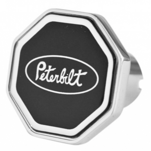 CK-PB1-O-6090 : Peterbilt Oval Logo Octagon Knob Black/Chrome 190