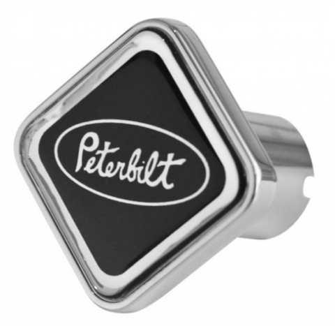 CK-PB1-S-6090 : Peterbilt Oval Logo Square Knob Black/Chrome 190