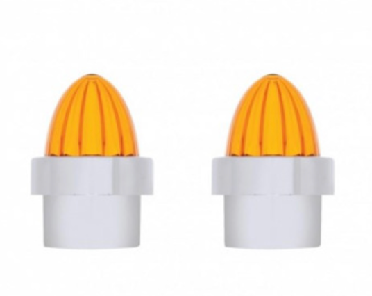 UNITED PACIFIC - 86068 : STAINLESS BUMPER GUIDE KIT WITH WATERMELON LENS TOP - AMBER LENS (PAIR)