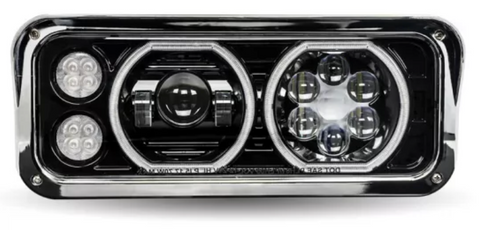 TX-TLED-H123 : Universal LED Projector Headlight Assembly with Glow Position Halos & Marker LEDs – Black