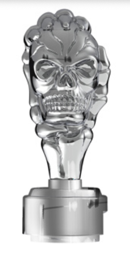 UNITED PACIFIC - 70709 : THREAD-ON SKULL GEARSHIFT KNOB WITH 13/15/18 SPEED ADAPTER - CHROME
