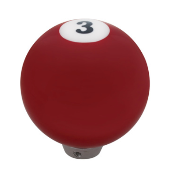 UNITED PACIFIC - 70663 : NUMBER 3 POOL BALL GEARSHIFT KNOB - GLOSS RED