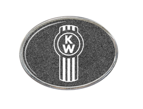 CK-BO-K2-5778 : Oval Belt Buckle KW Text Logo Metallic  Black 195