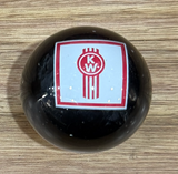 GS-KY13  : Black Round Shifter Knob with Square white/red KW Kenworth Logo